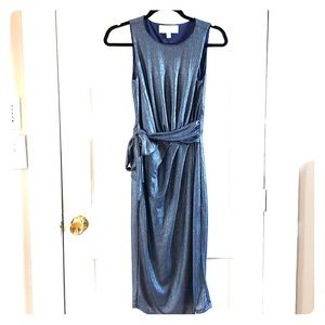 Blue/silver midi cocktail dress